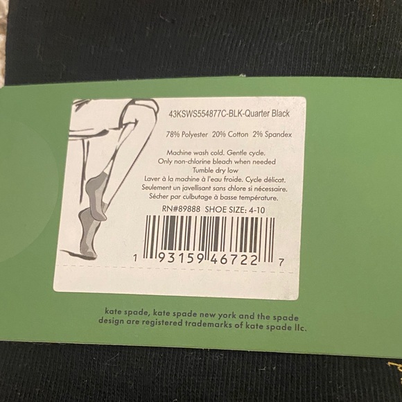 Kate Spade Quarter Socks- 3 pair - Picture 5 of 5